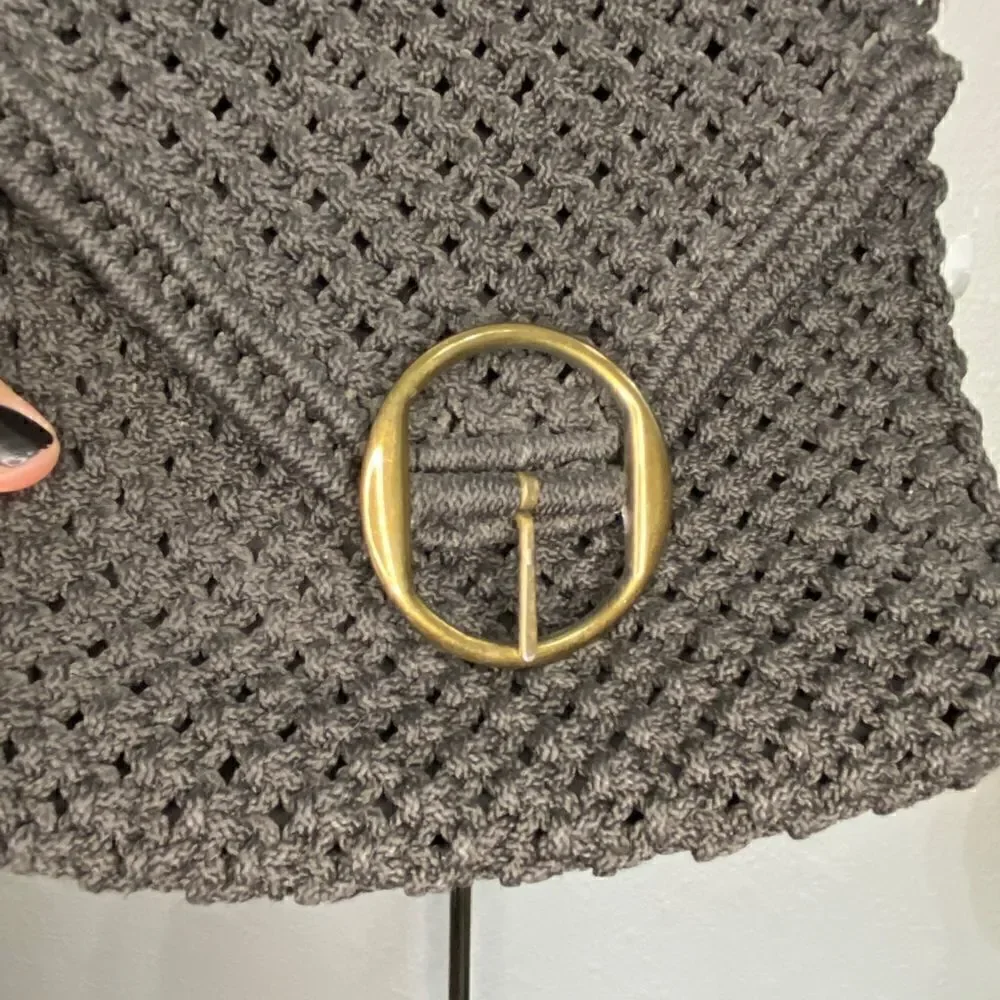 Vintage Knitted Cord Black Shoulder Bag Purse